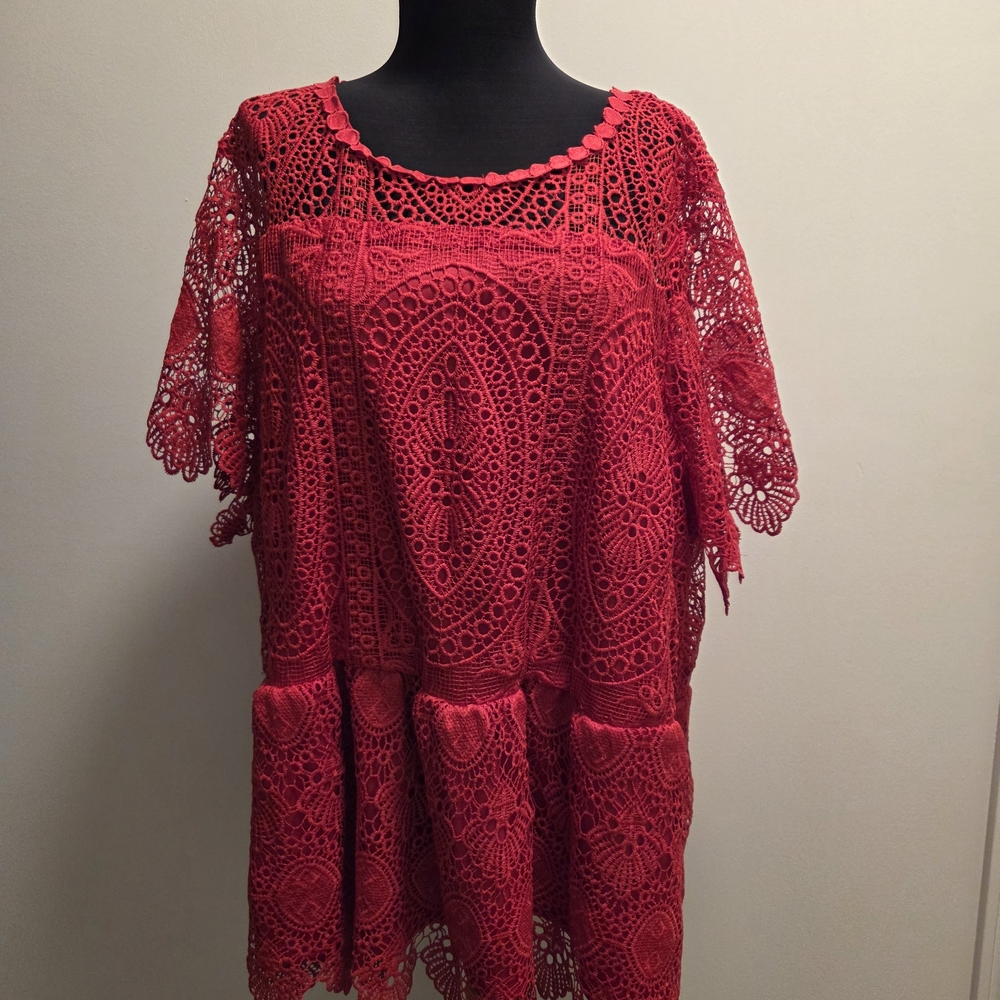 Lane Bryant Vibrant Red Lace Dress
